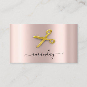 Hairdresser Stylist Golden Scissors Ro Powder Visitkort