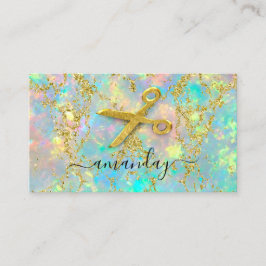 Hairdresser Stylist Guld Scissors Holograph Glitte Visitkort
