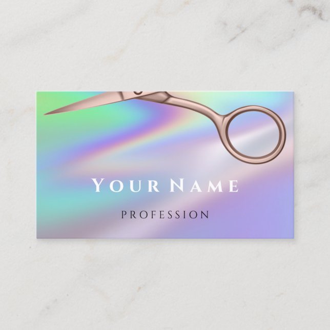 Hairdresser Stylist Scissors Ro Holograph Visitkort (Framsida)