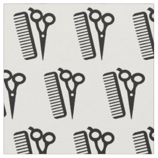 Hairdresser Stylist Sissors och Comb Fabric Tyg