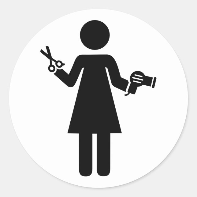 Hairdresser Symbol Runt Klistermärke (Framsida)