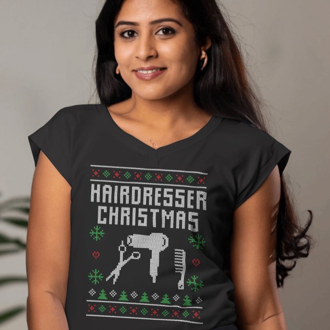 Hairdresser Ugly jul Sweater Stil T Shirt (Skapare uppladdad)