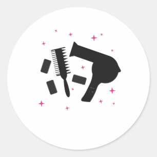 Hairdressing Salon Hairdresser Logotyp Hair Dryer Runt Klistermärke