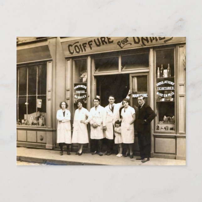 Hairdressing shop, 1930 vykort (Framsida)