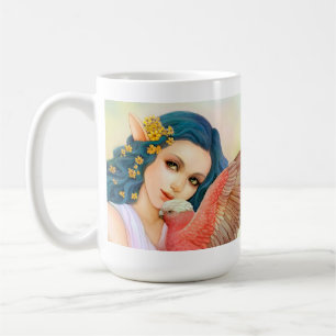 Haired älva och henne för blått galah kaffemugg