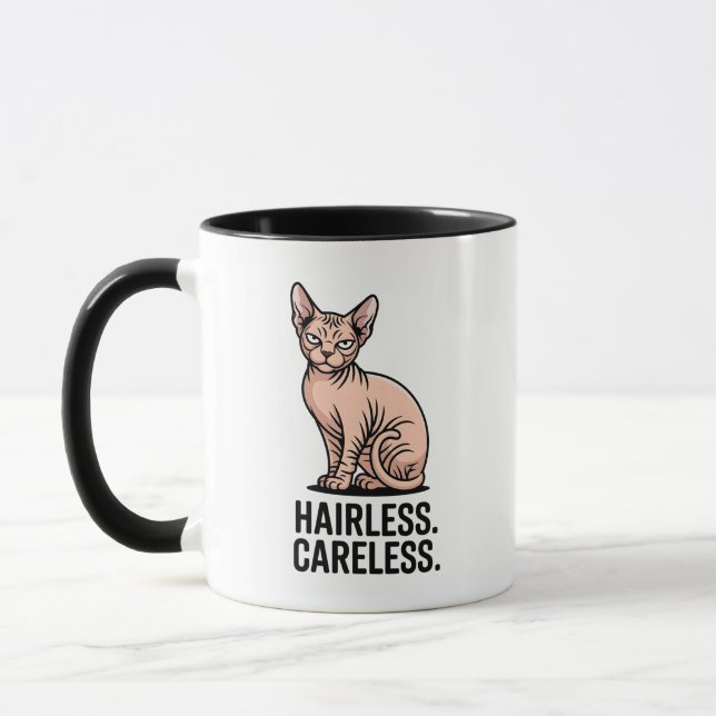 Hairless Careless Sphynx Cat Attitude Art Mugg (Vänster)