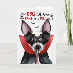 Hairless Terrier Funny Count DOGcula Halloween Helgkort