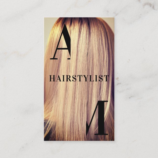 Hairstyle cover jätte initialer visitkort (Framsida)