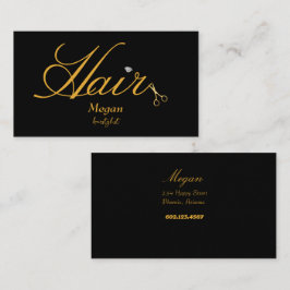 Hairstylist Black & Guld Scissors Elegant Visitkort