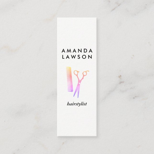 Hairstylist Chic Färgblad och komb Mini Visitkort (Framsida)