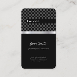 Hairstylist - Elegant Black Checkered Visitkort