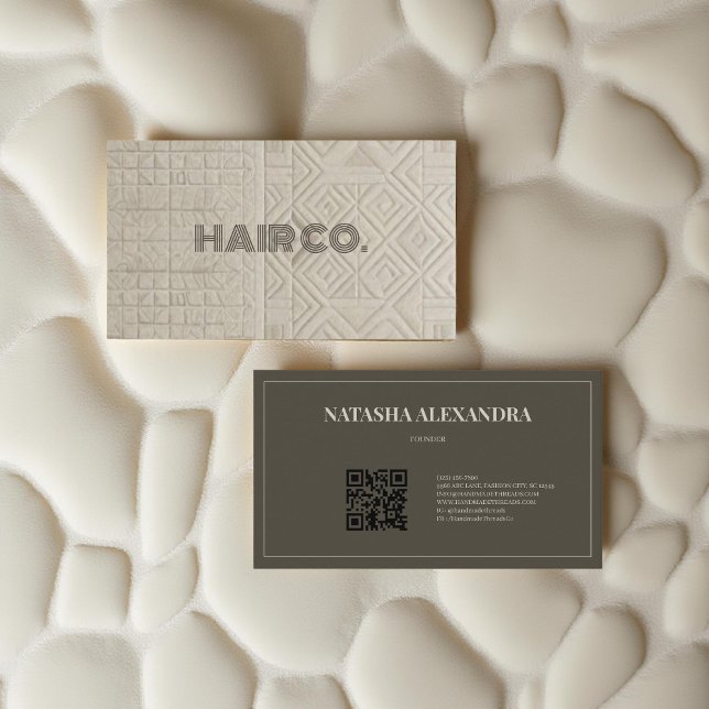 Hairstylist Geometric Modern Neutralt Visitkort (Skapare uppladdad)