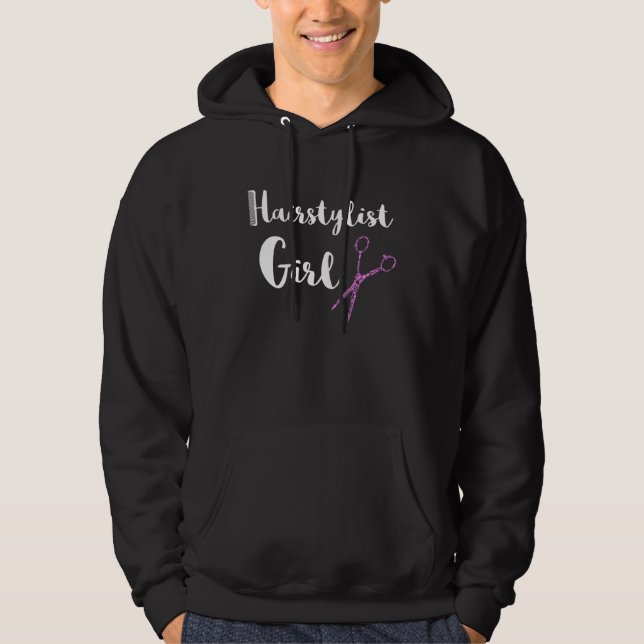 Hairstylist Girl Hairdresser Salon Hair Styling Sc Hoodie (Framsida)