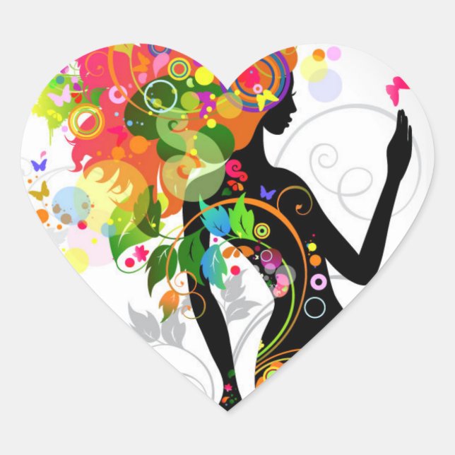 Hairstylist-grafik Hjärtformat Klistermärke (Framsida)