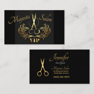 Hairstylist Guld Sissors, Swirls VIP Visitkort
