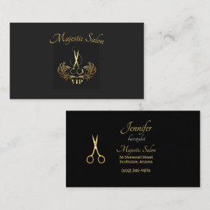 Hairstylist Guld Sissors, Swirls VIP Visitkort