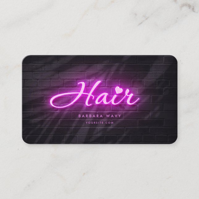 Hairstylist Hair Beauty Salon Neon Lavender Visitkort (Framsida)