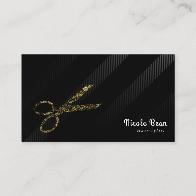 Hairstylist Hair Dresser Guld & Black Chic Glam Visitkort (Framsida)