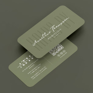 Hairstylist Hairdo Haircut Elegant Sage Modern Visitkort