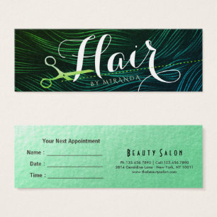 Hairstylist Hairdresser Beauty Grönt Guld Scissors Litet Visitkort