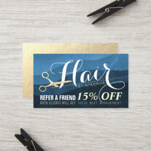 Hairstylist Hairdresser Blue Guld Scissor Referral
