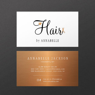 Hairstylist hårsalon glam guld metallisk chic visitkort