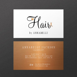 Hairstylist hårsalon glam guld metallisk chic visitkort