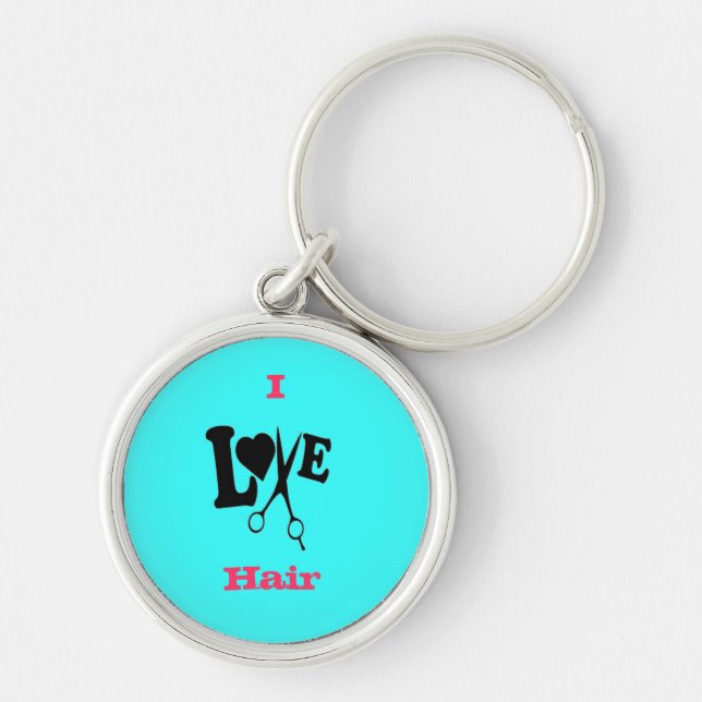 Hairstylist KeyChain Rund Silverfärgad Nyckelring (Framsidan)