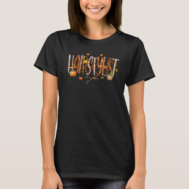 Hairstylist Leopard Pset Pilgrim Hat Fall Thanksg T Shirt (Framsida)