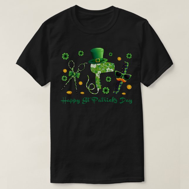 Hairstylist Lycklig St patrick's day Hairdresser o T Shirt (Design framsida)