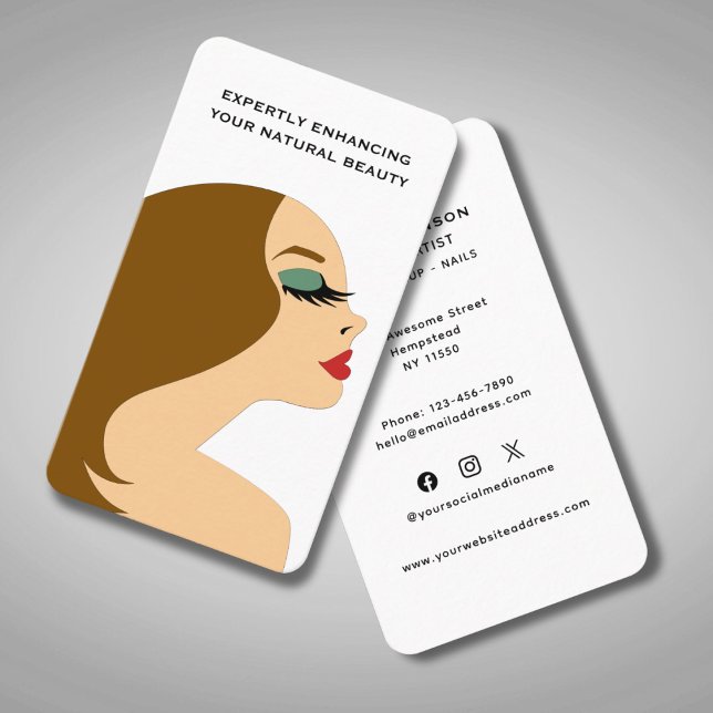 Hairstylist Makeup Artist Beautician Social Media Visitkort (Skapare uppladdad)
