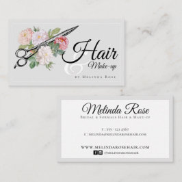 Hairstylist Makeup Artist Grått Blommigt Elegant Visitkort