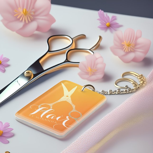 Hairstylist Makeup Salon Chic Orange Guld Scissors (Skapare uppladdad)