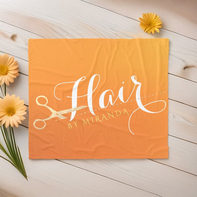 Hairstylist Makeup Salon Chic Orange Guld Scissors Fleecefilt (Skapare uppladdad)