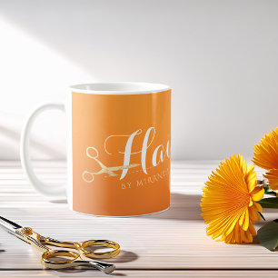 Hairstylist Makeup Salon Chic Orange Guld Scissors Kaffemugg