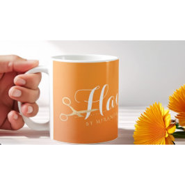 Hairstylist Makeup Salon Chic Orange Guld Scissors Kaffemugg
