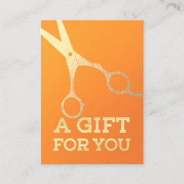 Hairstylist Makeup Salon Chic Orange Guld Scissors Rabattkort