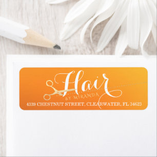 Hairstylist Makeup Salon Chic Orange Guld Scissors Returadress Etikett