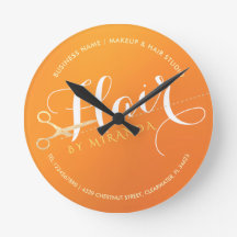 Hairstylist Makeup Salon Chic Orange Guld Scissors