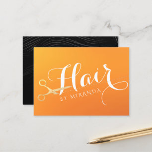 Hairstylist Makeup Salon Chic Orange Guld Scissors Tidsbeställning Kort