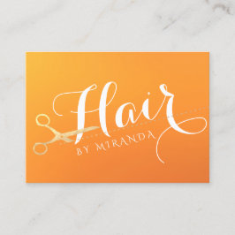Hairstylist Makeup Salon Chic Orange Guld Scissors Tidsbeställning Kort