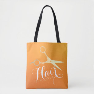 Hairstylist Makeup Salon Chic Orange Guld Scissors Tygkasse