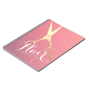 Hairstylist Makeup Salon Modern Rosa Guld Scissors Anteckningsbok
