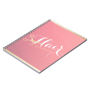 Hairstylist Makeup Salon Modern Rosa Guld Scissors Anteckningsbok