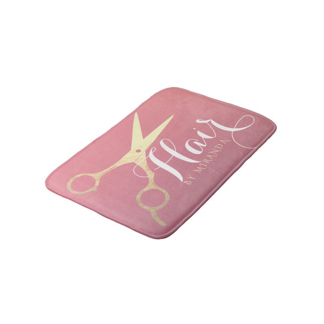 Hairstylist Makeup Salon Modern Rosa Guld Scissors Badrumsmatta (Vinklad)