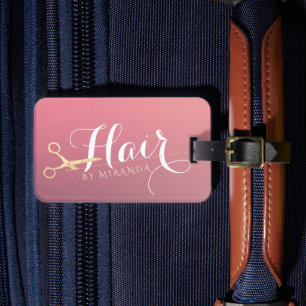 Hairstylist Makeup Salon Modern Rosa Guld Scissors Bagagebricka