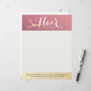Hairstylist Makeup Salon Modern Rosa Guld Scissors Brevhuvud