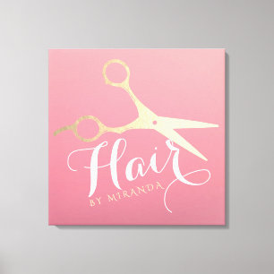 Hairstylist Makeup Salon Modern Rosa Guld Scissors Canvastryck