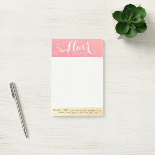 Hairstylist Makeup Salon Modern Rosa Guld Scissors Post-it Block