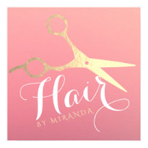 Hairstylist Makeup Salon Modern Rosa Guld Scissors